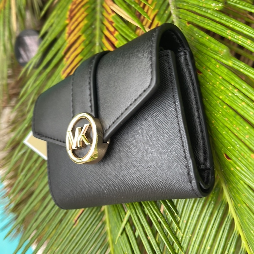MICHAEL KORS CARMEN MEDIUM LOGO AND FAUX LEATHER WALLET BLACK - Picture 6 of 16